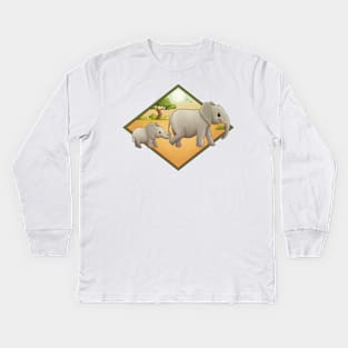 Happy mother elephant Kids Long Sleeve T-Shirt